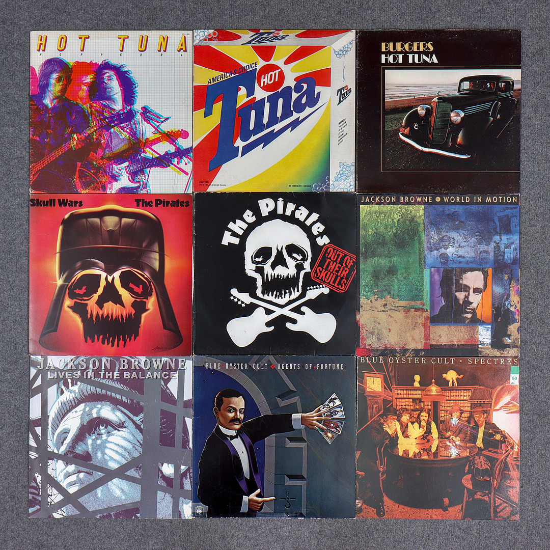 9 LP-SKIVOR, BLUE ÖYSTER CULT, JACKSON BROWNE, THE PIRATES, HOT TUNA.