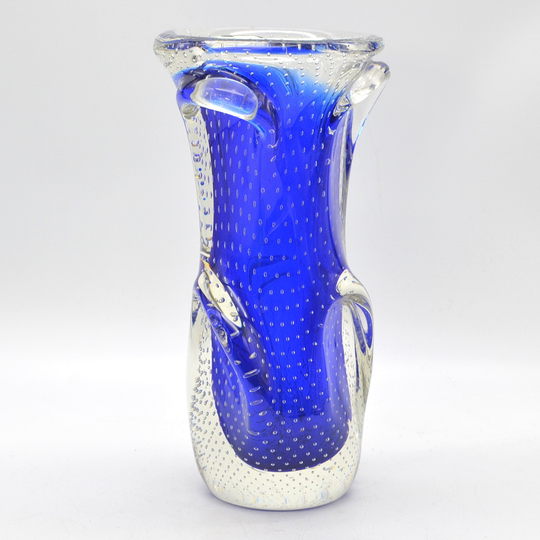 ARCHIMEDE SEGUSO. MURANO DESIGNERVASE, MEHRFACHES STUDIOGLAS, SOMMERSO UND BULLICANTE, ITALIEN, UM 1960.
