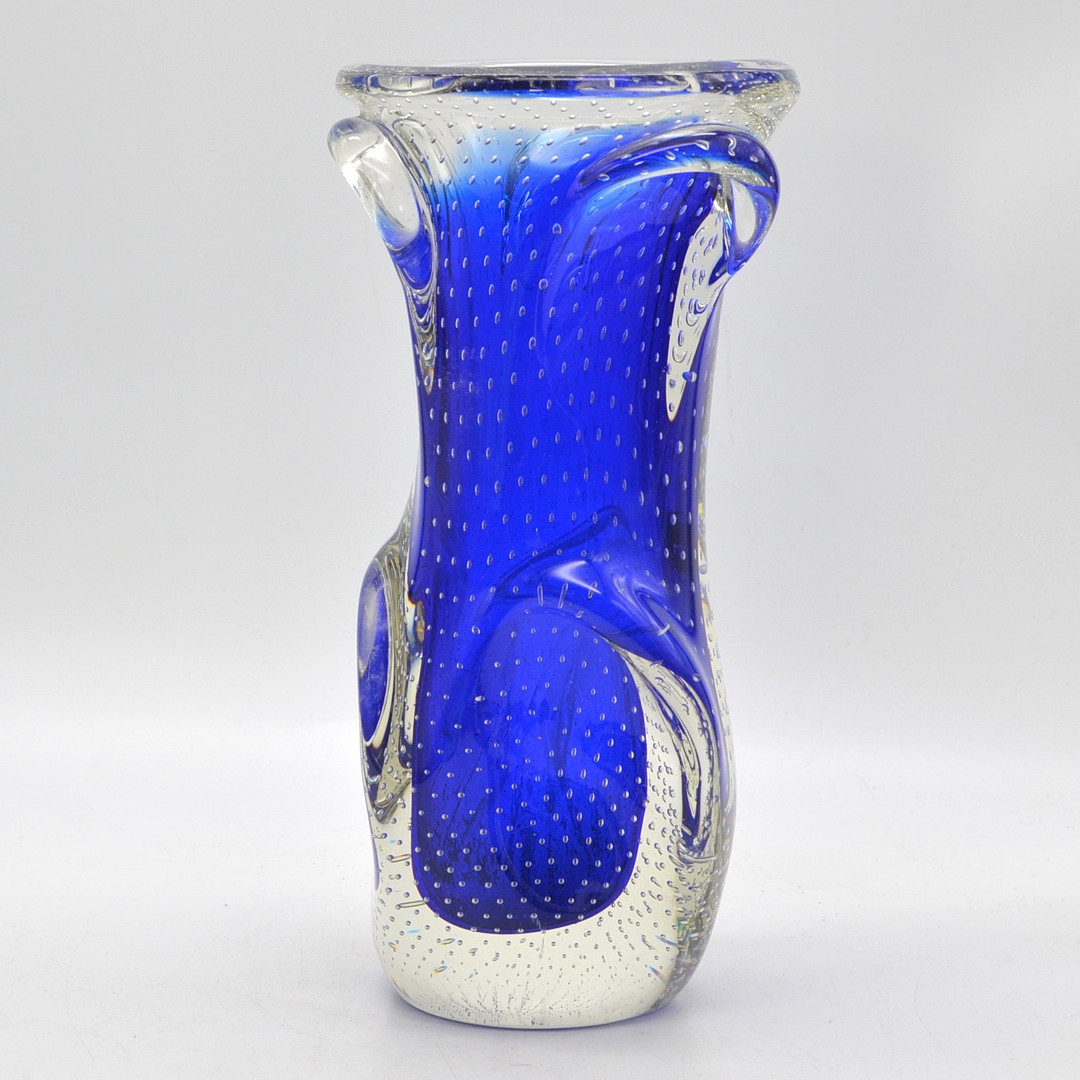 ARCHIMEDE SEGUSO. MURANO DESIGNERVASE, MEHRFACHES STUDIOGLAS, SOMMERSO UND BULLICANTE, ITALIEN, UM 1960.