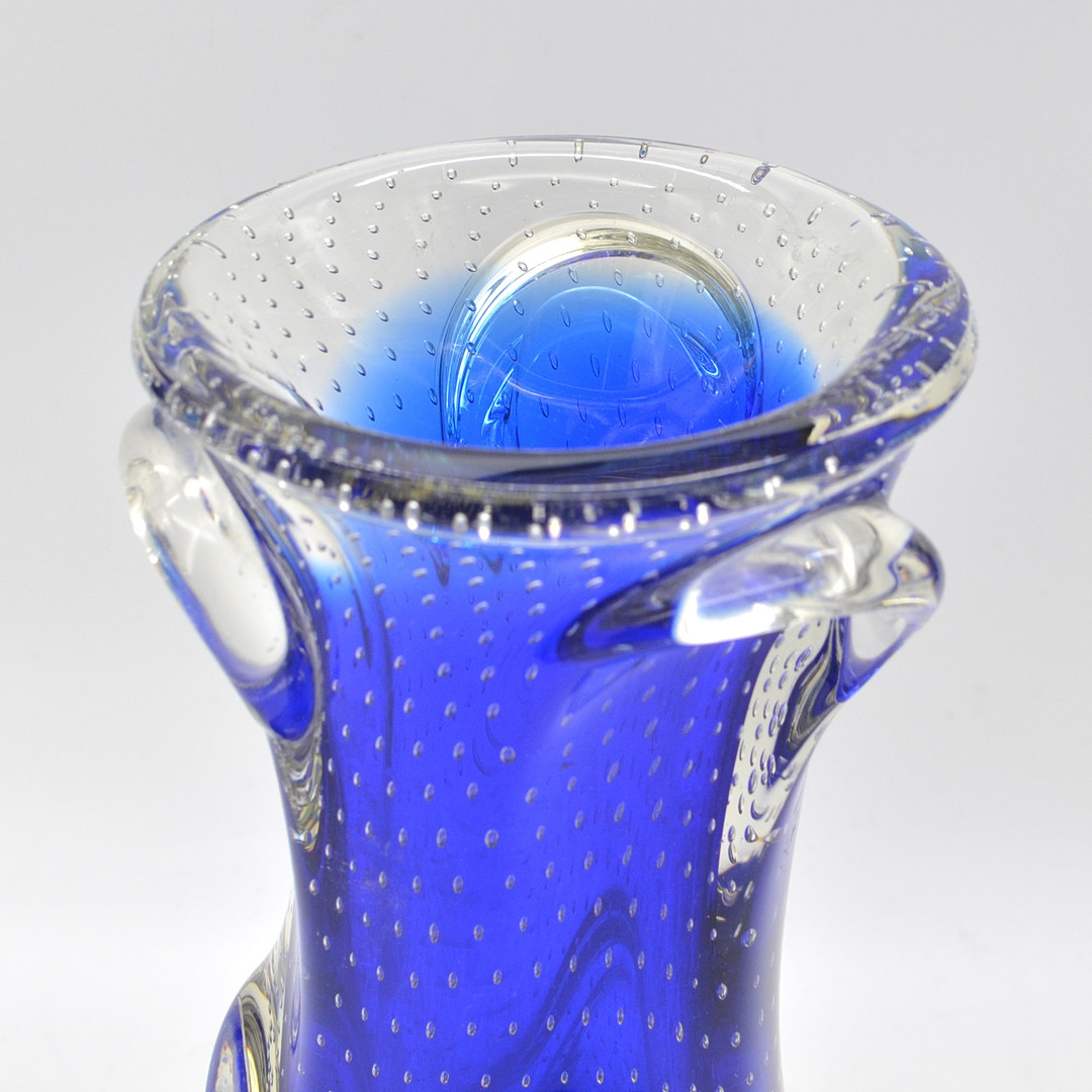 ARCHIMEDE SEGUSO. MURANO DESIGNERVASE, MEHRFACHES STUDIOGLAS, SOMMERSO UND BULLICANTE, ITALIEN, UM 1960.