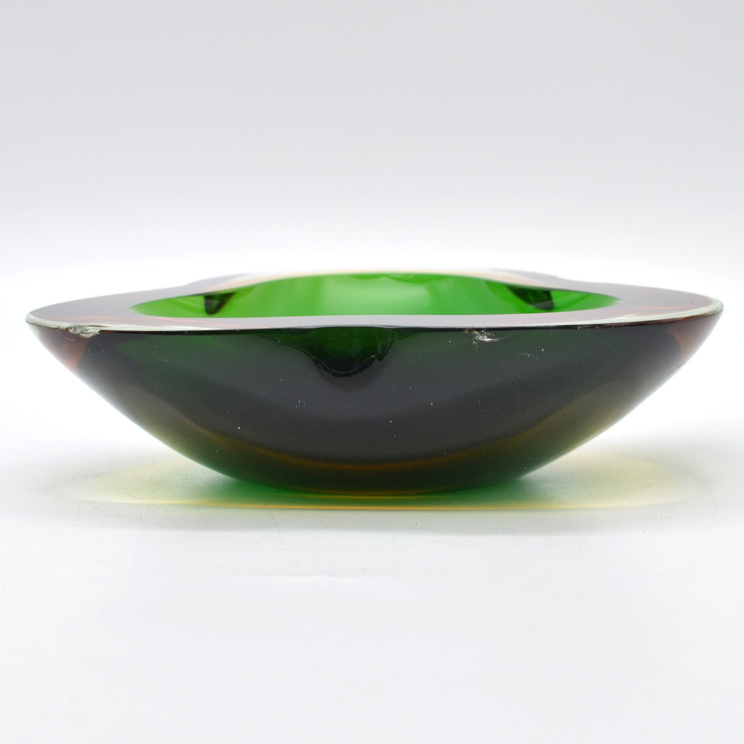 ARCHIMEDE SEGUSO. MURANO GLAS SCHALE, MEHRFACHES STUDIOGLAS, ITALIEN, UM 1950ER JAHRE.