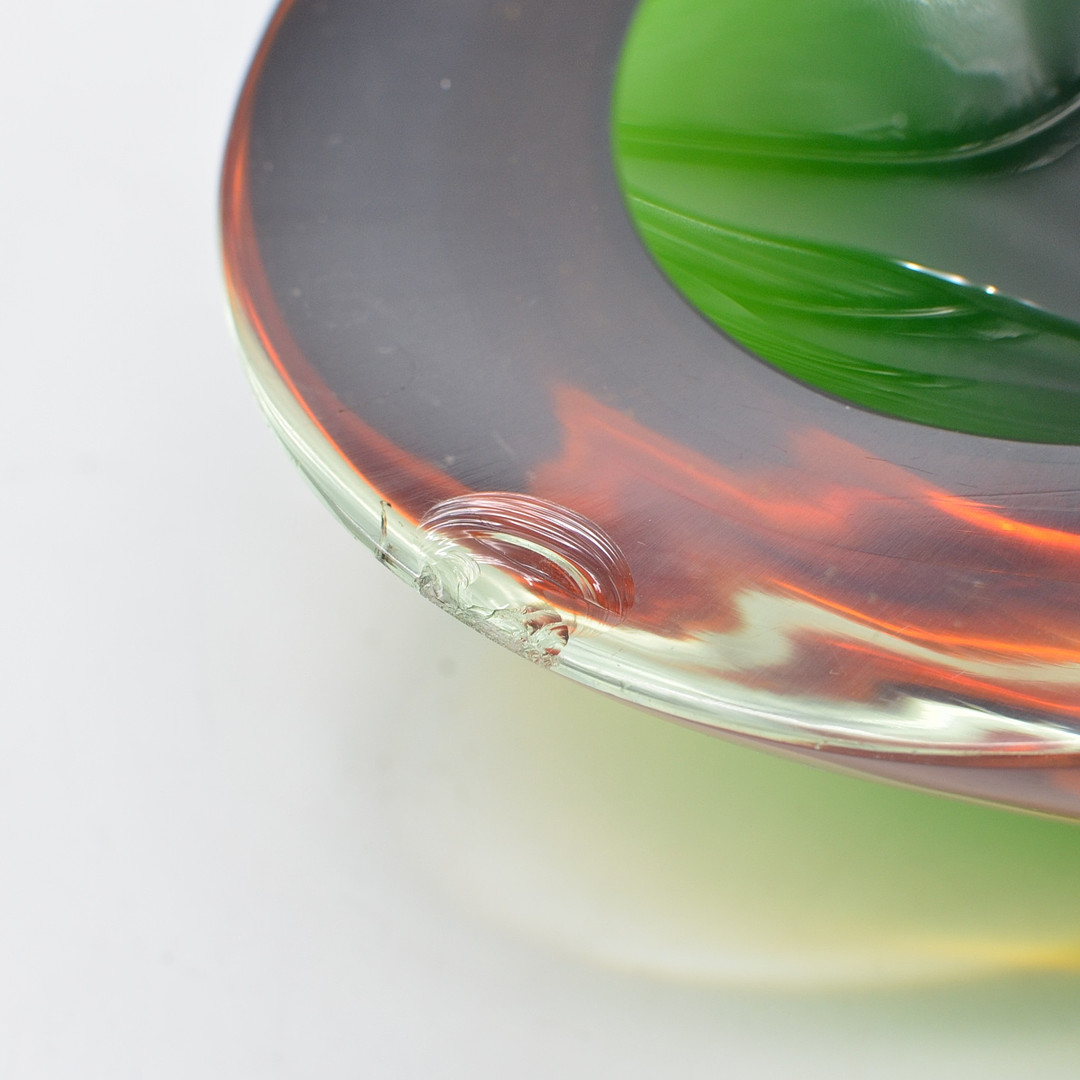 ARCHIMEDE SEGUSO. MURANO GLAS SCHALE, MEHRFACHES STUDIOGLAS, ITALIEN, UM 1950ER JAHRE.