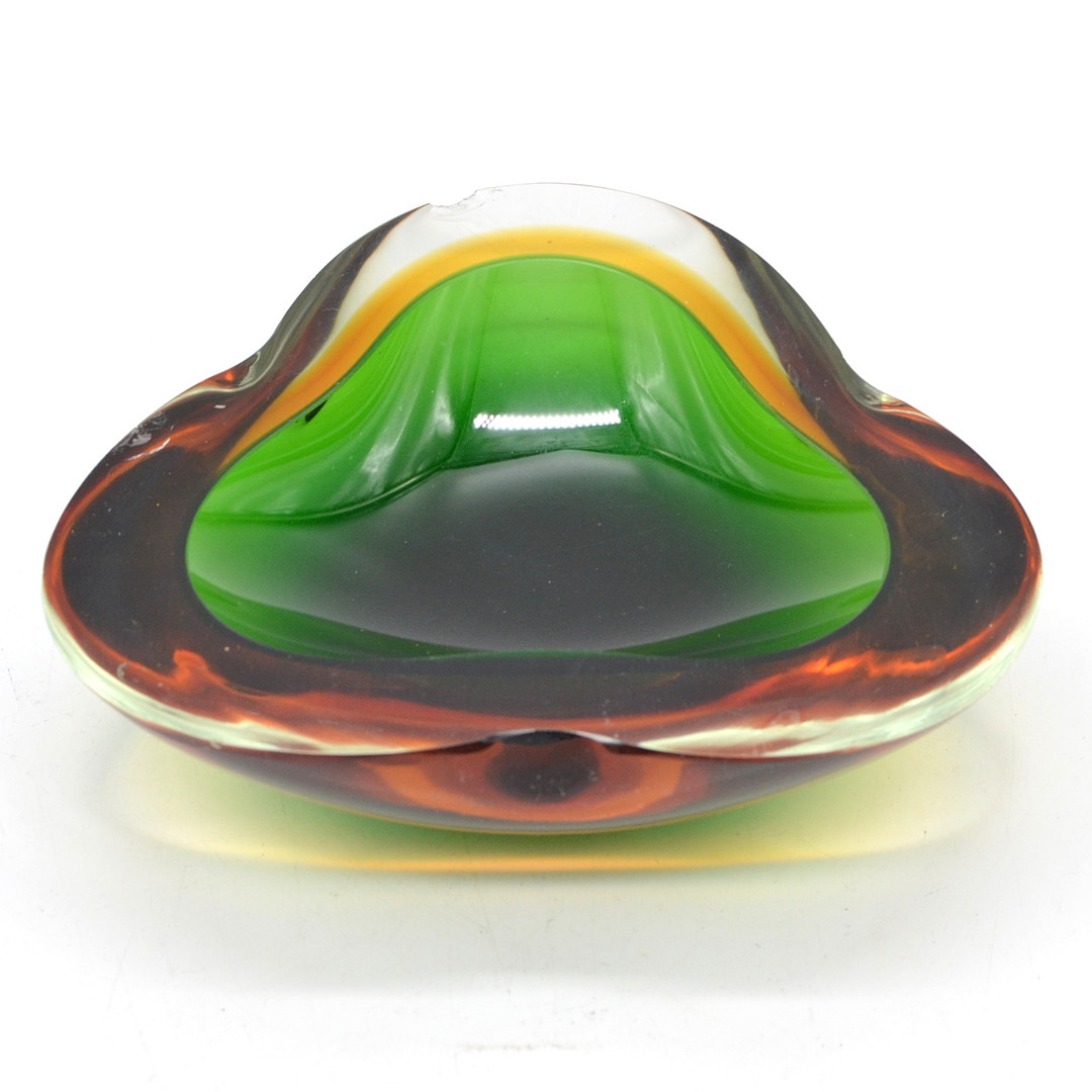 ARCHIMEDE SEGUSO. MURANO GLAS SCHALE, MEHRFACHES STUDIOGLAS, ITALIEN, UM 1950ER JAHRE.