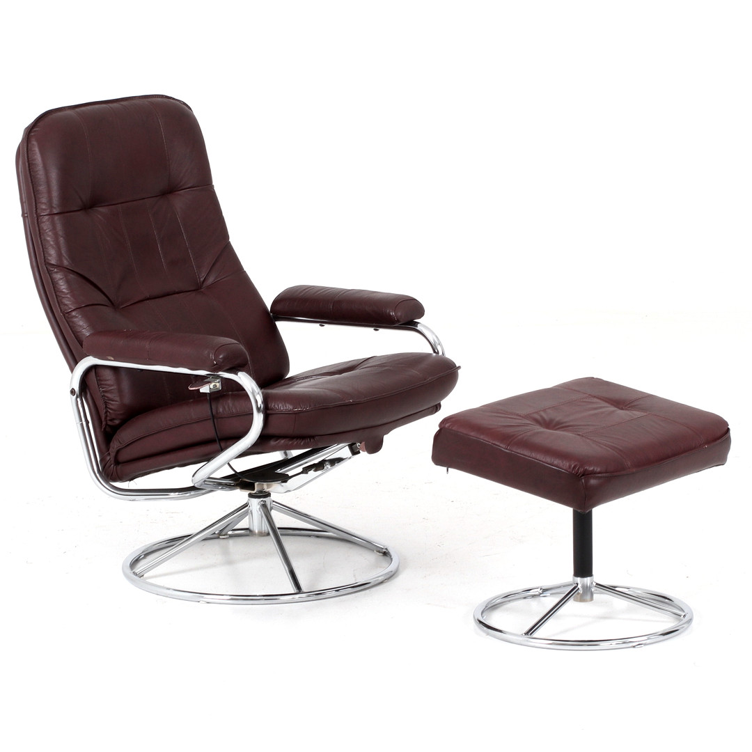 SNURRFÅTÖLJ, med fotpall, "Stressless View", Ekornes, 1900-talets andra hälft.
