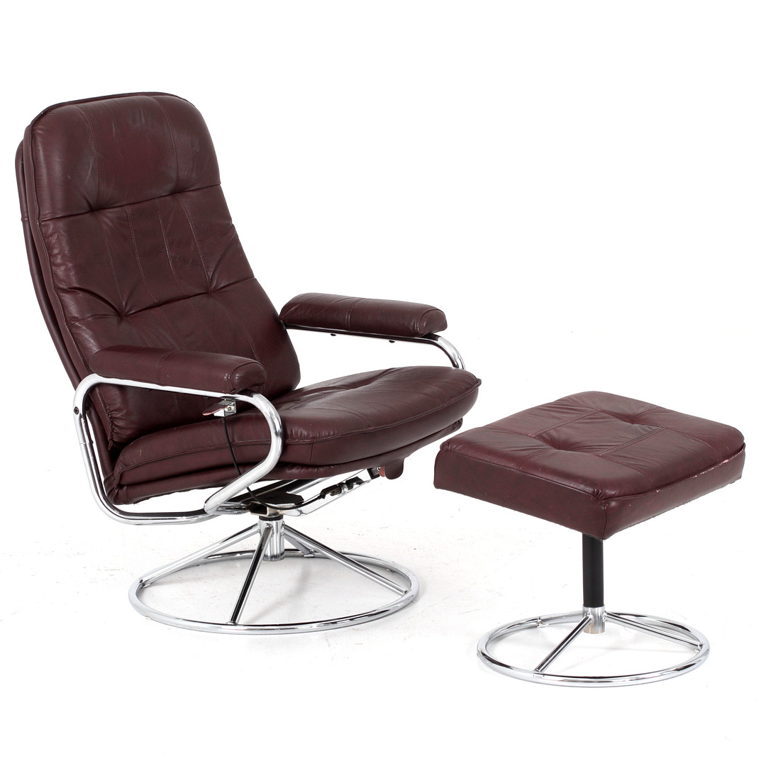 SNURRFÅTÖLJ, med fotpall, "Stressless View", Ekornes, 1900-talets andra hälft.