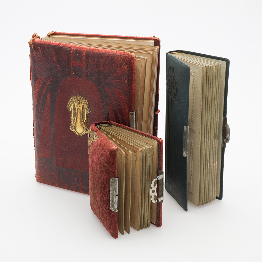 FOTOALBUM, 3 st, jugend, 1800/1900-tal.