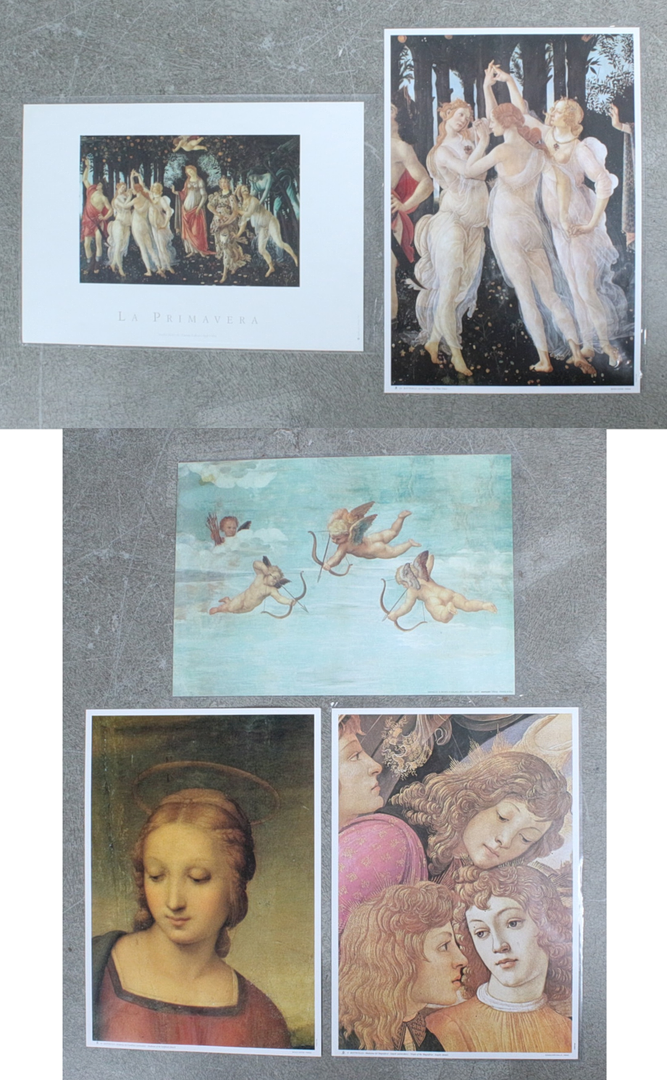 5 Kunstdrucke nach BOTTICELLI und RAFFAELLO.
