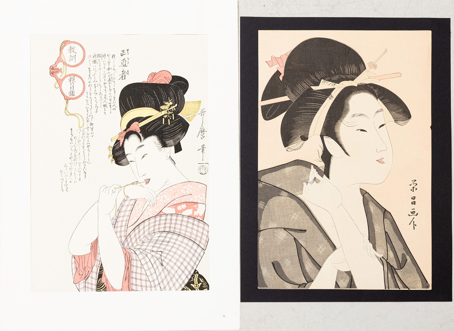 TRÄSNITT, 2 st, kvinnor, Japan, 1900-tal.