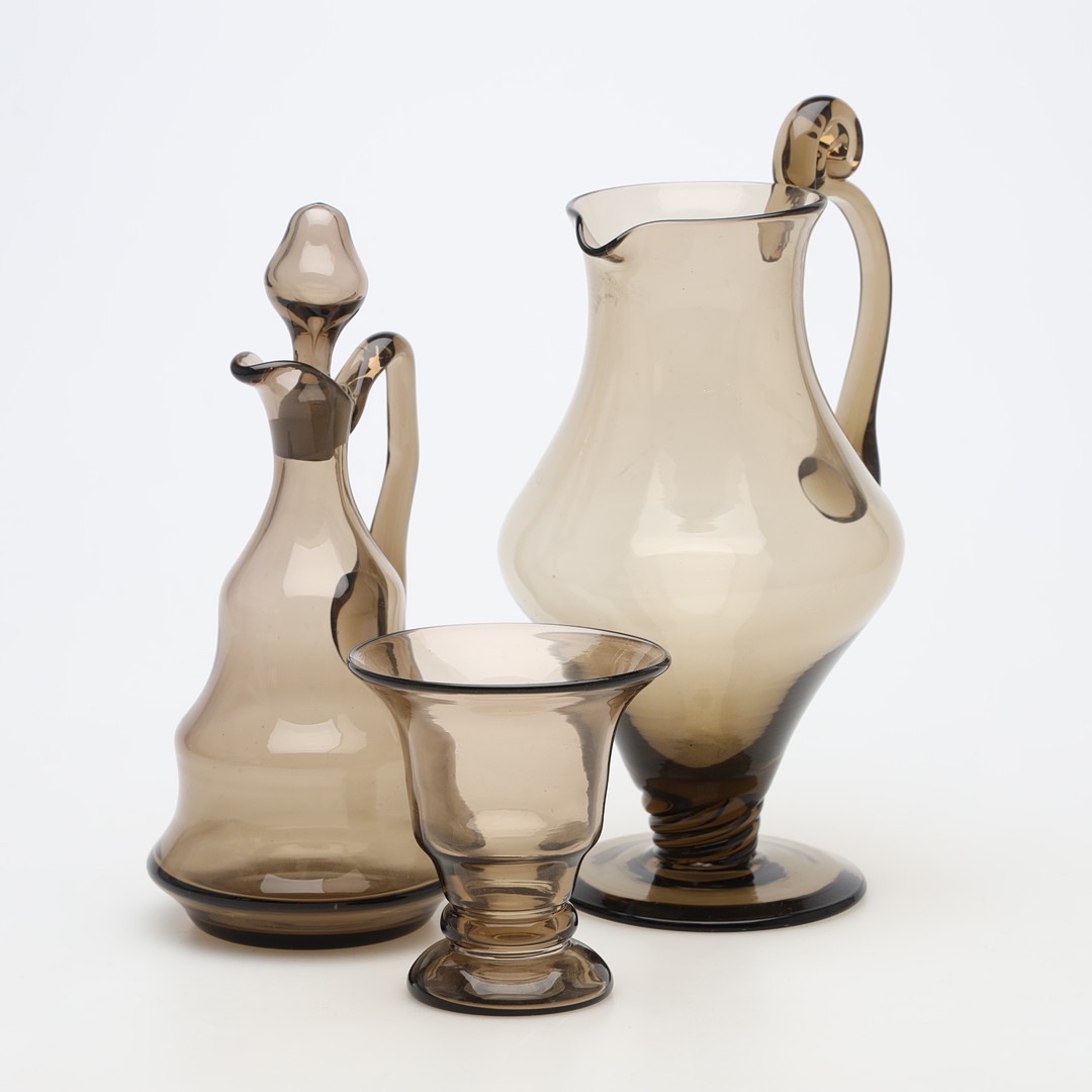 SIMON GATE. GLASFÖREMÅL, 3 delar, glas, Sandviks Glasbruk.