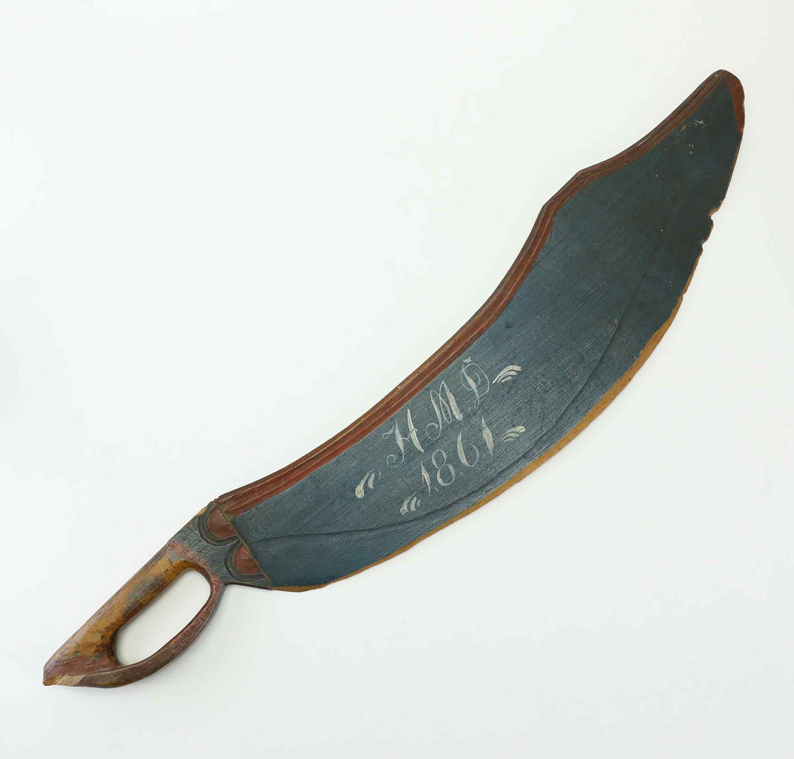 SKÄKTKNIV, allmoge, daterad 1861.