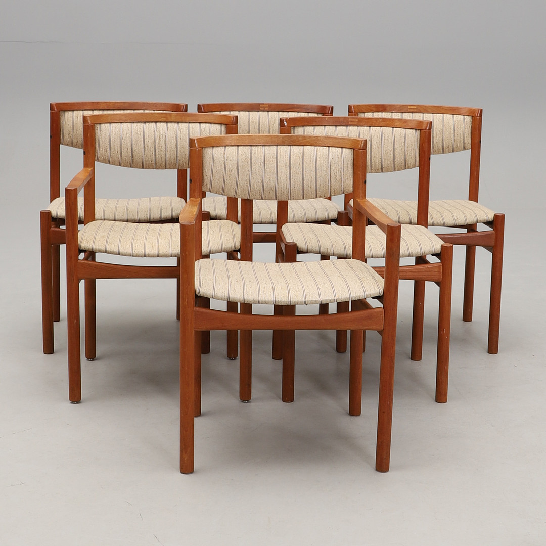 SAX MØBELFABRIK. teak, 6 st stolar. Danmark. 1960-tal.