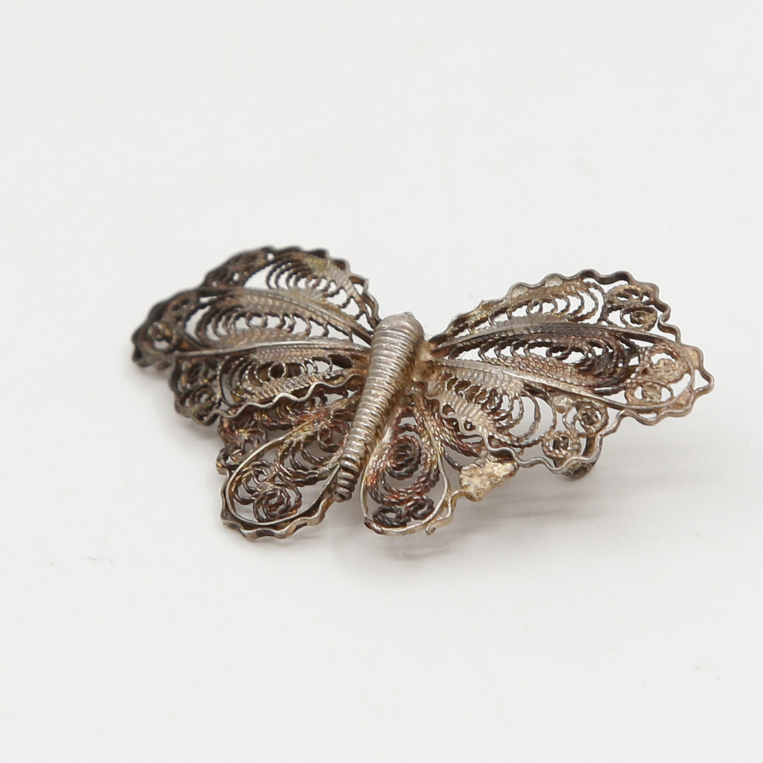 BROSCHER, 4 ST, FILIGRANARBETE, SILVER, TIDIGT 1900-TAL.