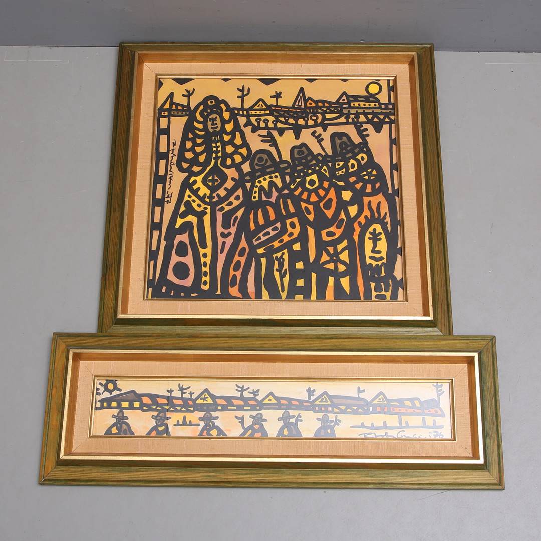 RAYMOND JOHANSSON. Motiv från Mexico, 2 st gouache, signerade, daterade 1976/77.