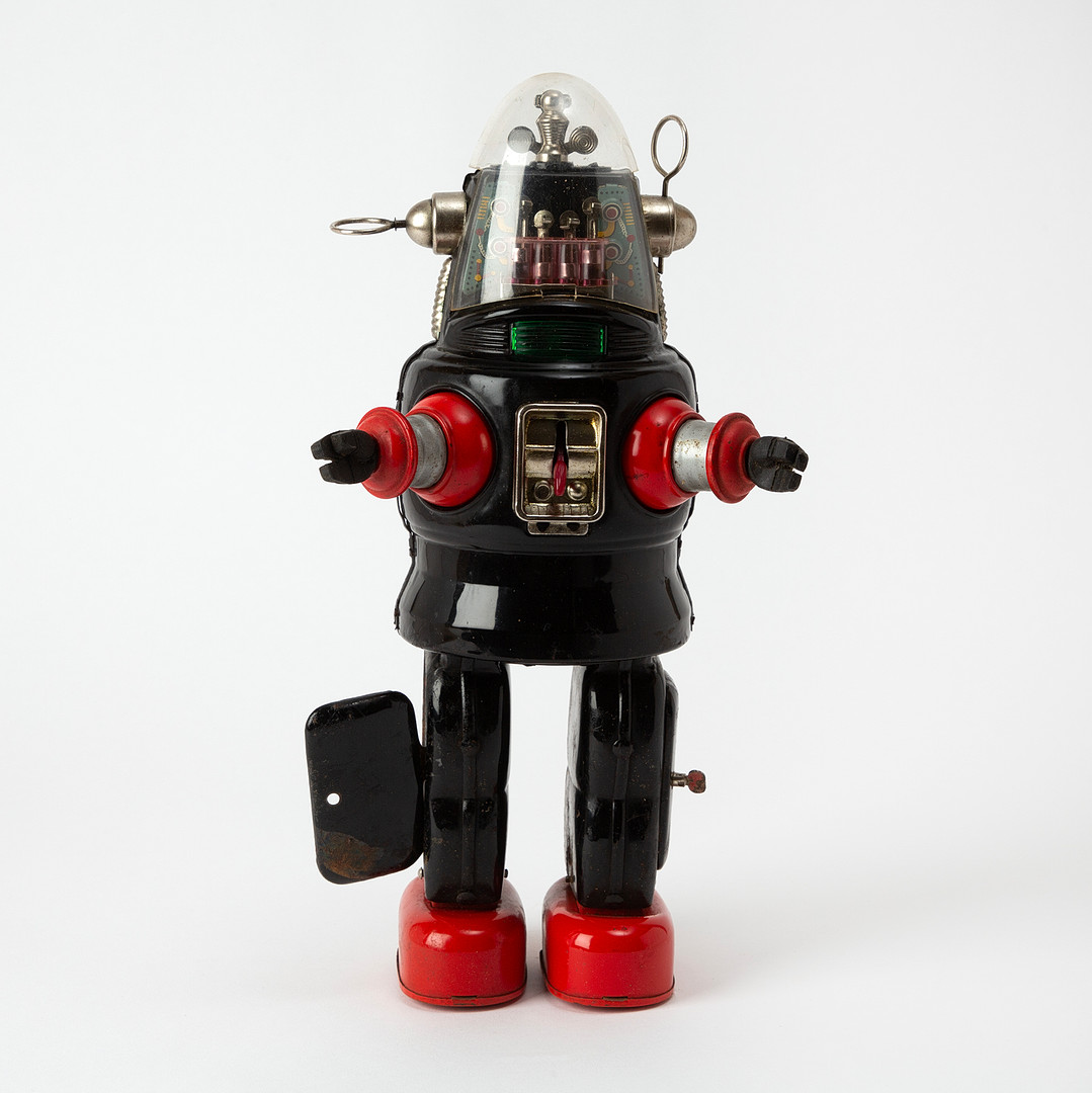 NOMURA, "Mechanized Robot", lackerad plåt, Japan, 1950-tal.