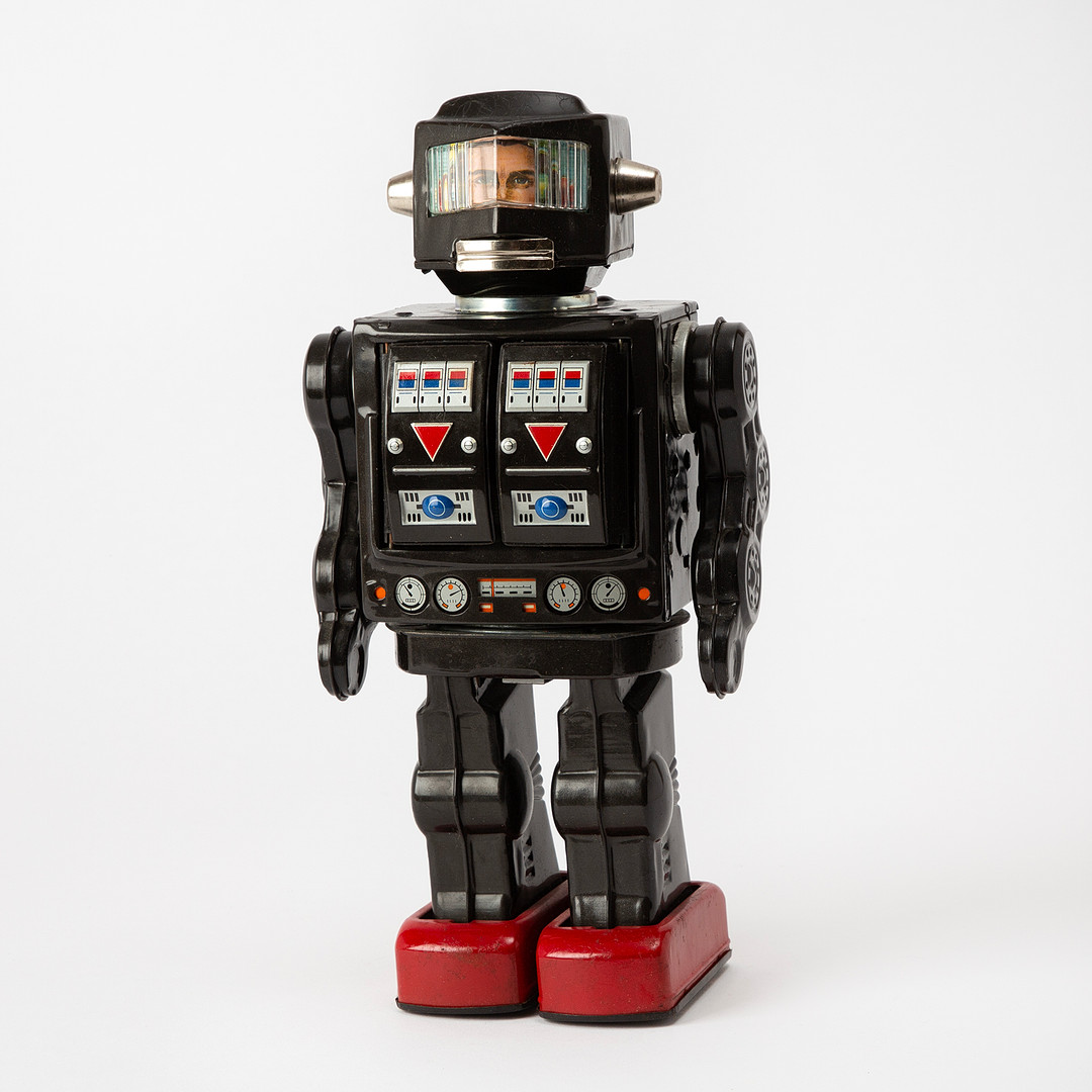 HORIKOWA, "Rotate-O-Matic Super Astronaut", lackerad plåt, Japan, 1960-tal.