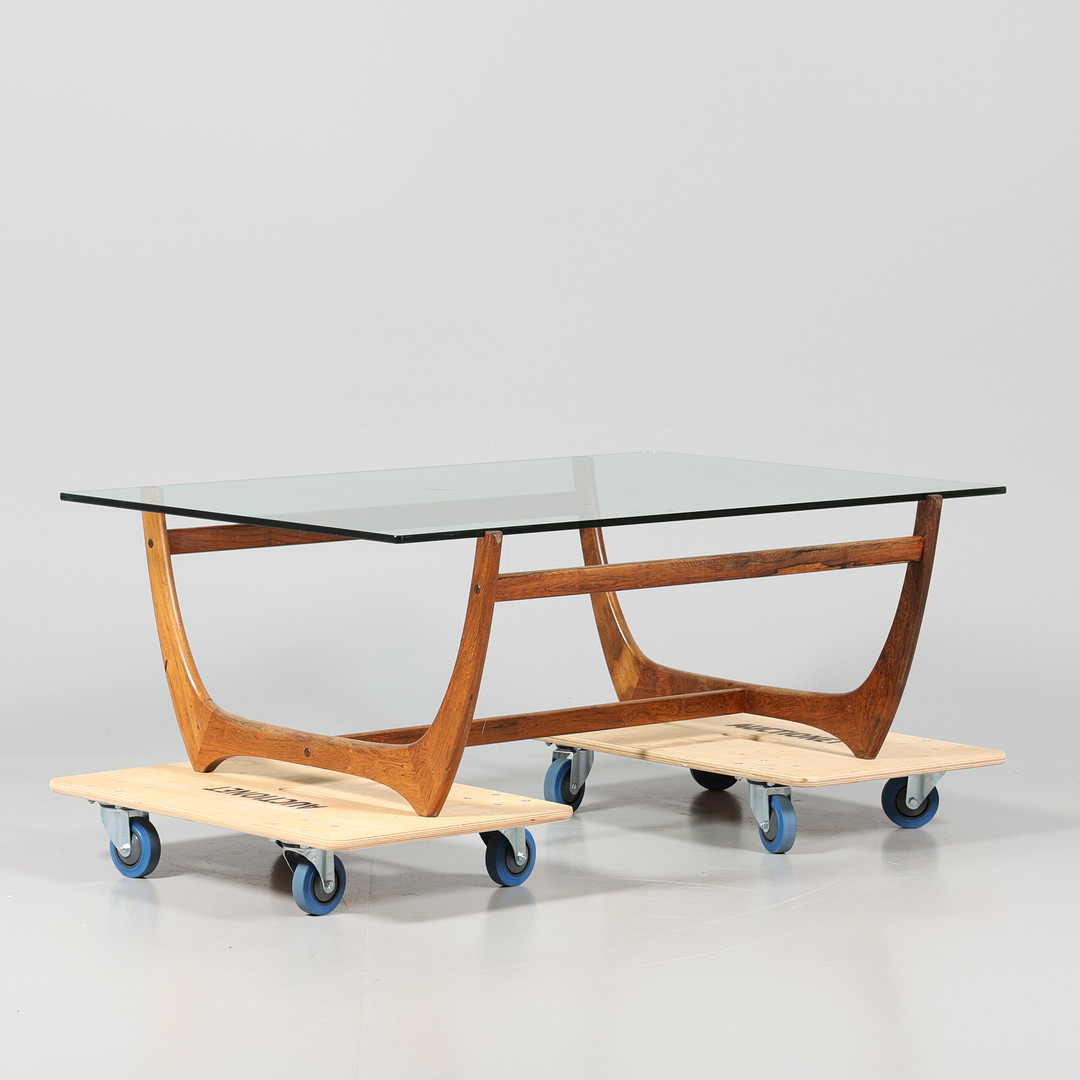SOFFBORD, "Arabesk", jakaranda samt glas, Wards Ateliéer, Tibro, 1960/70-tal.