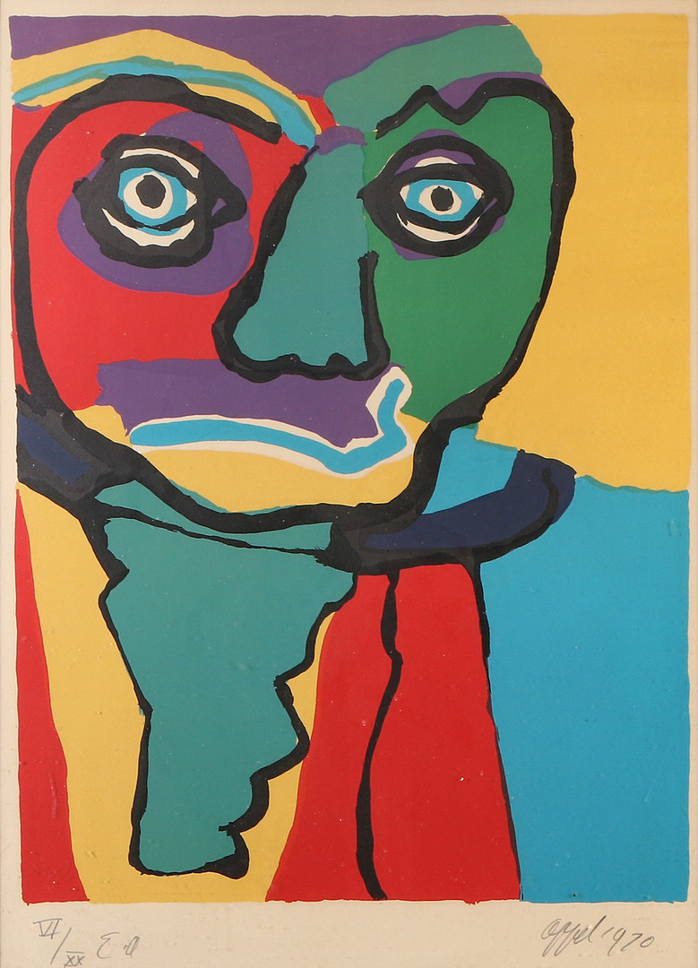 KAREL APPEL. Litografi, VII/XX EA. Komposition med figur. Signerad.