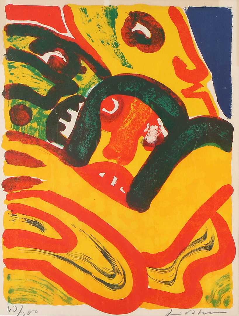 BENGT LINDSTRÖM. Litografi, 63/300. Figurkomposition. Signerad.