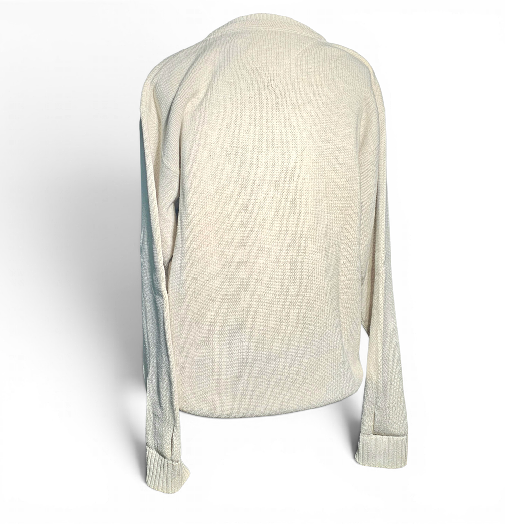 TOMMY HILFIGER. Jersey de algodón color marfil. Talla M.