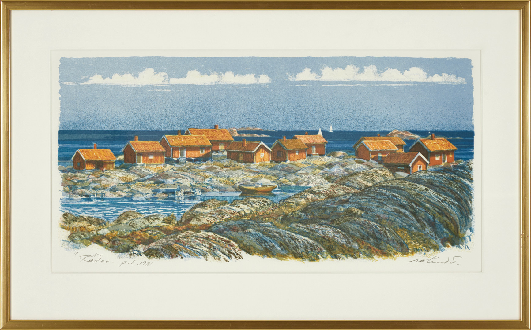 ROLAND SVENSSON (1910-2003). "Röder" (Röder utskärgård), signerad roland S., p.t, 1981, färglitografi.