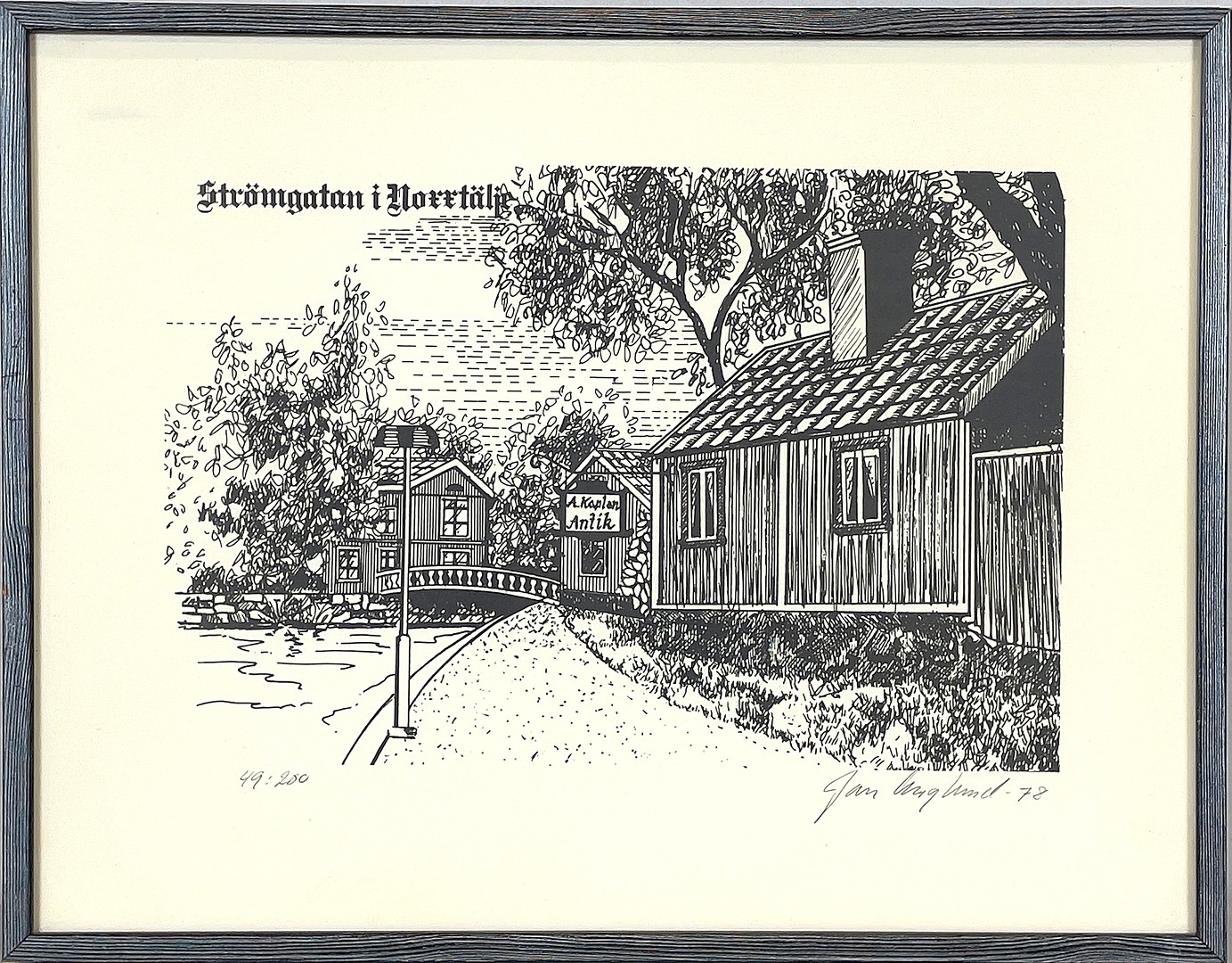 JAN ENGLUND (1946-2010), litografi, "Strömgatan i Norrtälje", signerad, daterad -78 samt numrerad49/200.