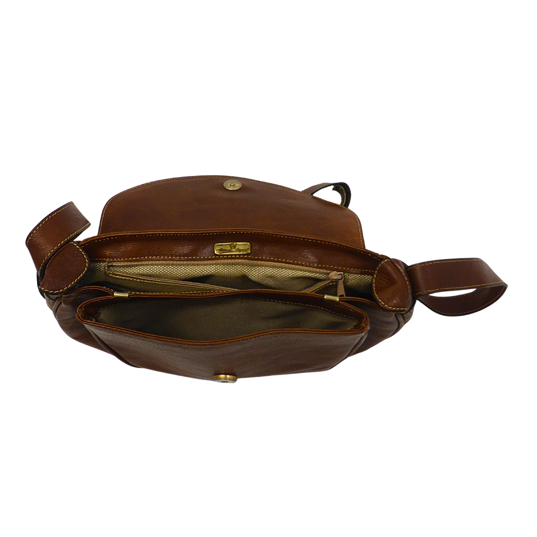 ETIENNE AIGNER LEDER-SATTELTASCHE IN COGNACBRAUN.
