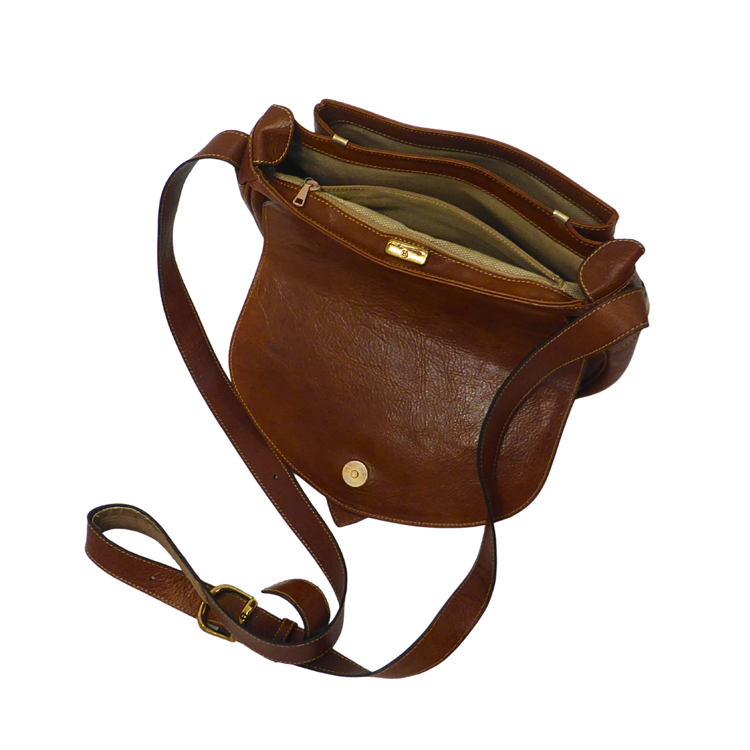 ETIENNE AIGNER LEDER-SATTELTASCHE IN COGNACBRAUN.