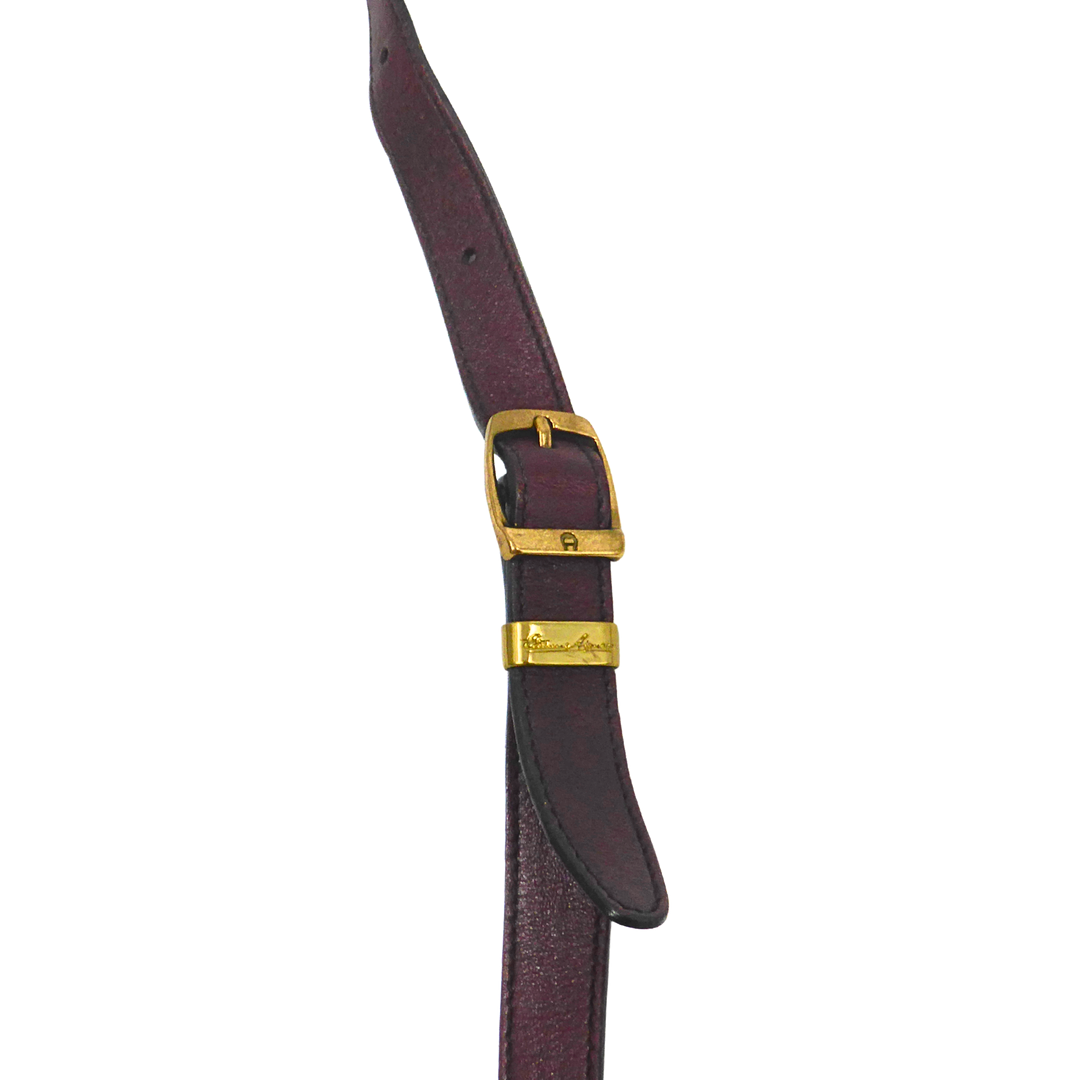 ETIENNE AIGNER LEDER-SCHULTERTASCHE IN BORDEAUXROT.