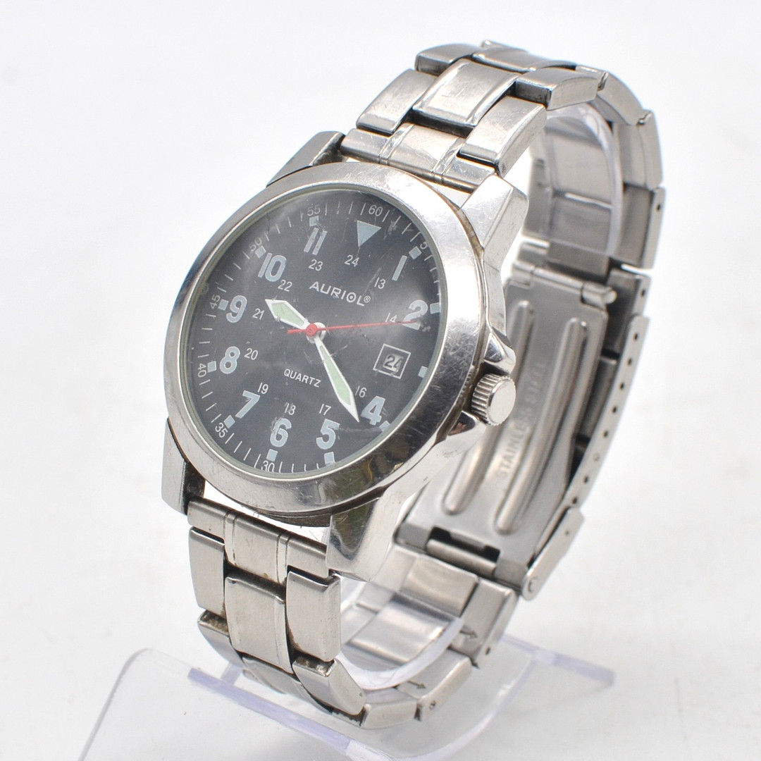 AURIOL, QUARTZ, ARMBANDUHR, GEHÄUSE UND ARMBAND AUS EDELSTAHL, DAYDATE-ANZEIGE, UM 2010ER JAHRE.