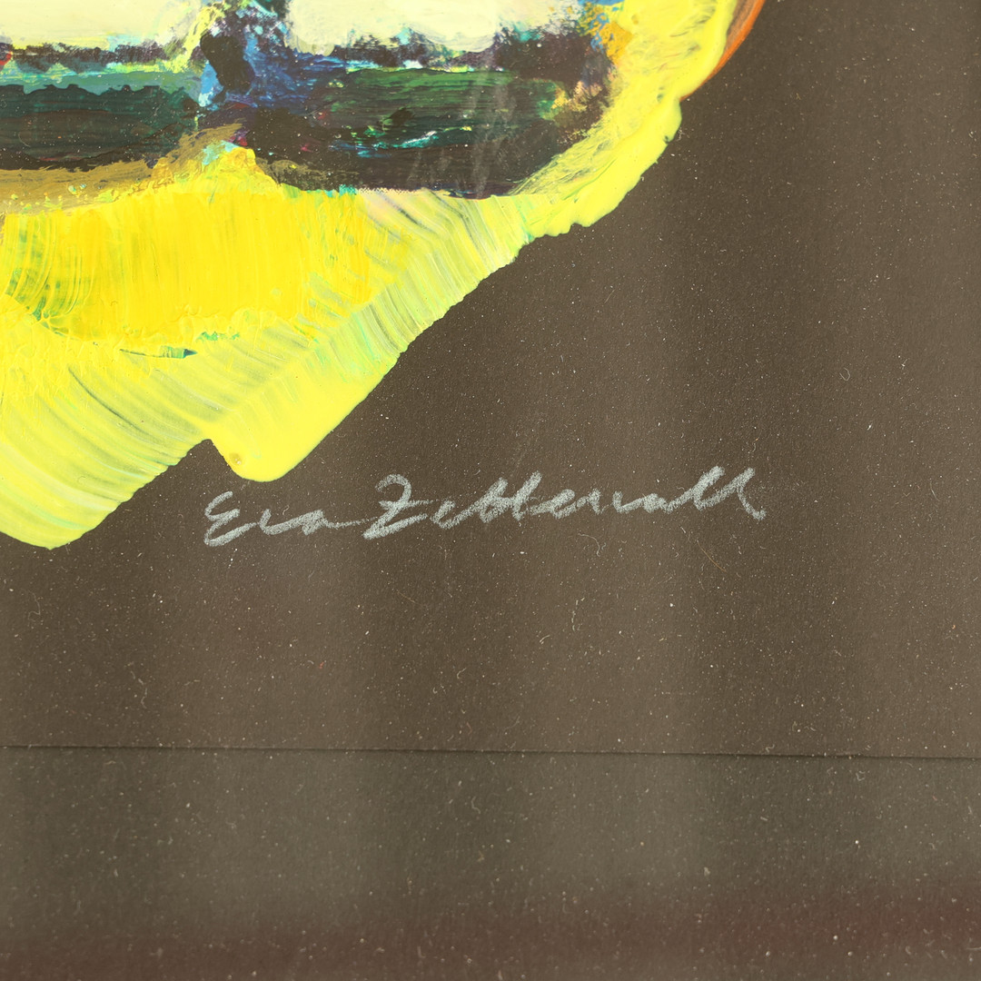 EVA ZETTERVALL. Gouache på papper, "abstrakta figurer" signerad.