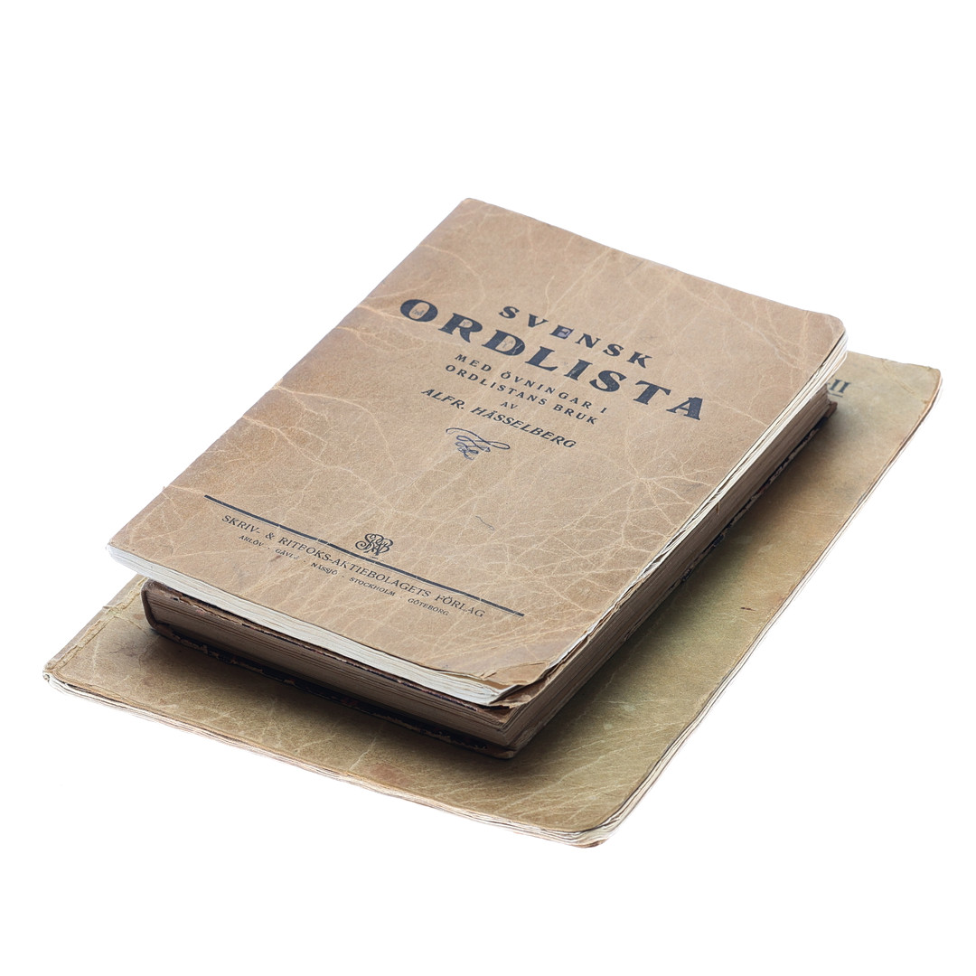 PARTI BÖCKER, 5 st, blandade ämnen, bl a, Skolatlas från 1938.