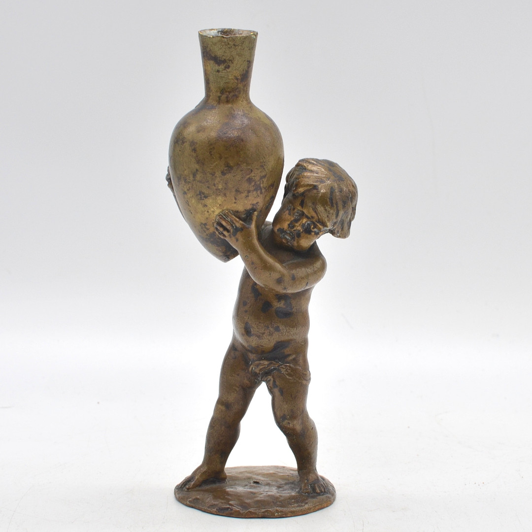 LOUIS KLEY (1833-1911). JUNGE MIT KRUG, JUGENDSTIL SKULPTUR, BRONZE, SPÄTE 19. JAHRHUNDERT.