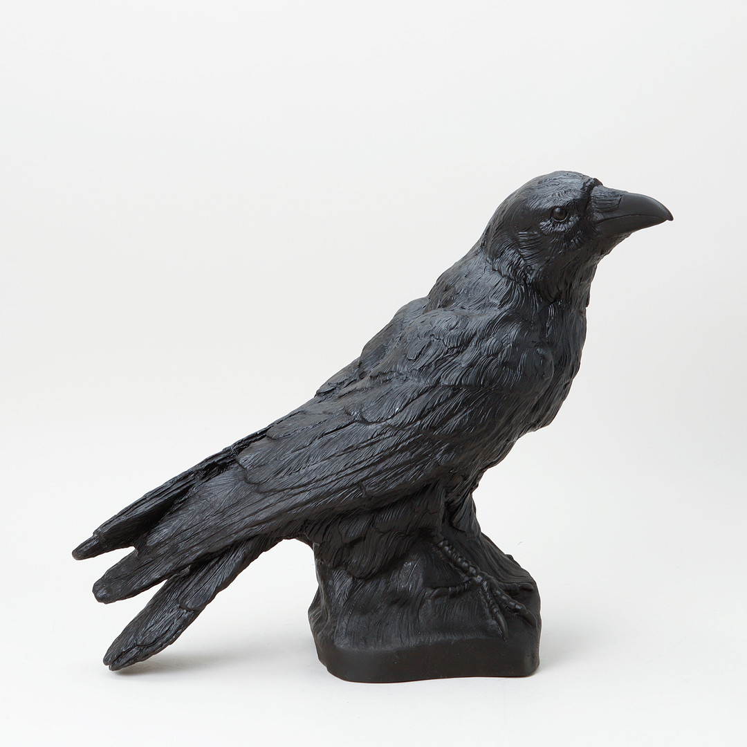 OTTMAR HÖRL. Skulptur, "Raven Head up", svart plast, signerad i gjutningen.