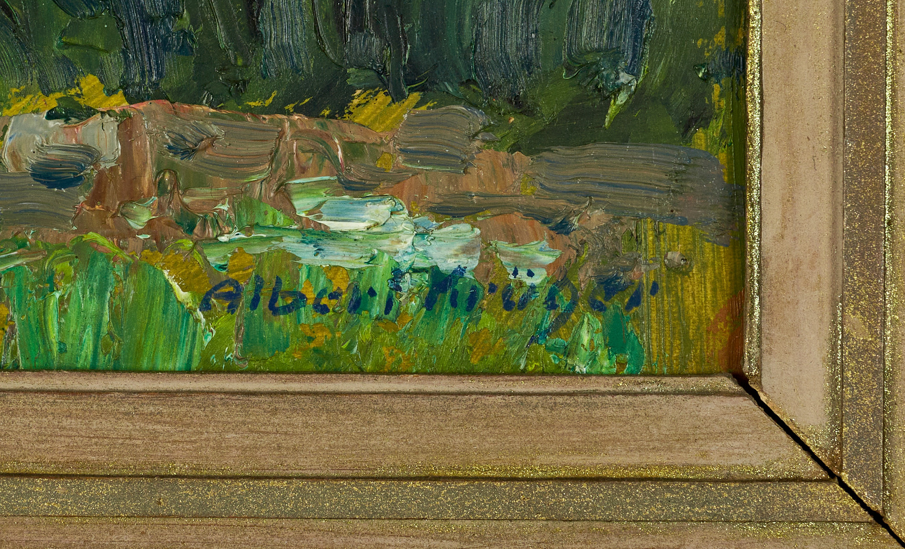 ALBERT KRÜGER (Sverige, 1885-1965), Regnbåge, "Efter oväder Öland", signerad och daterad 1951, olja på pannå.