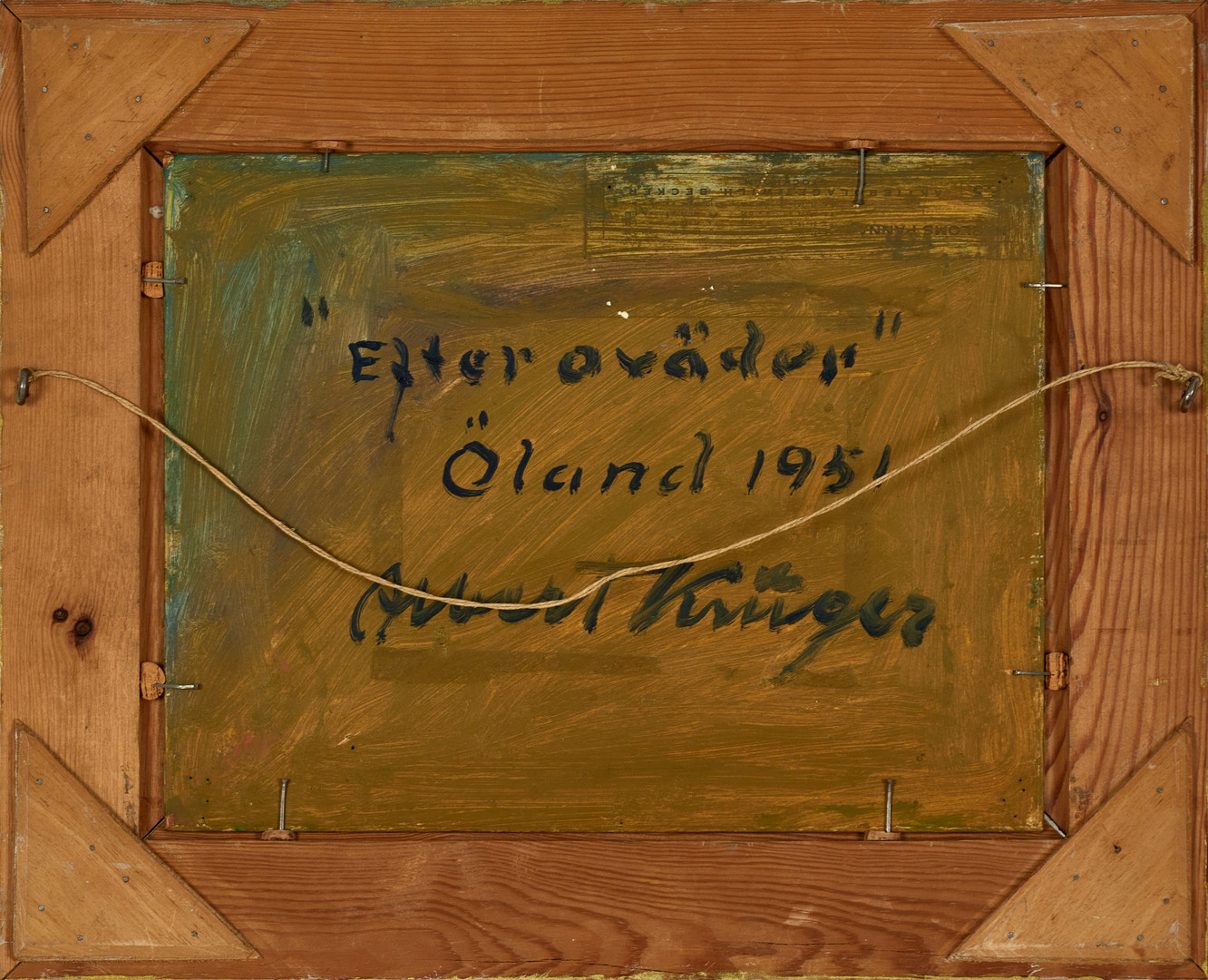ALBERT KRÜGER (Sverige, 1885-1965), Regnbåge, "Efter oväder Öland", signerad och daterad 1951, olja på pannå.