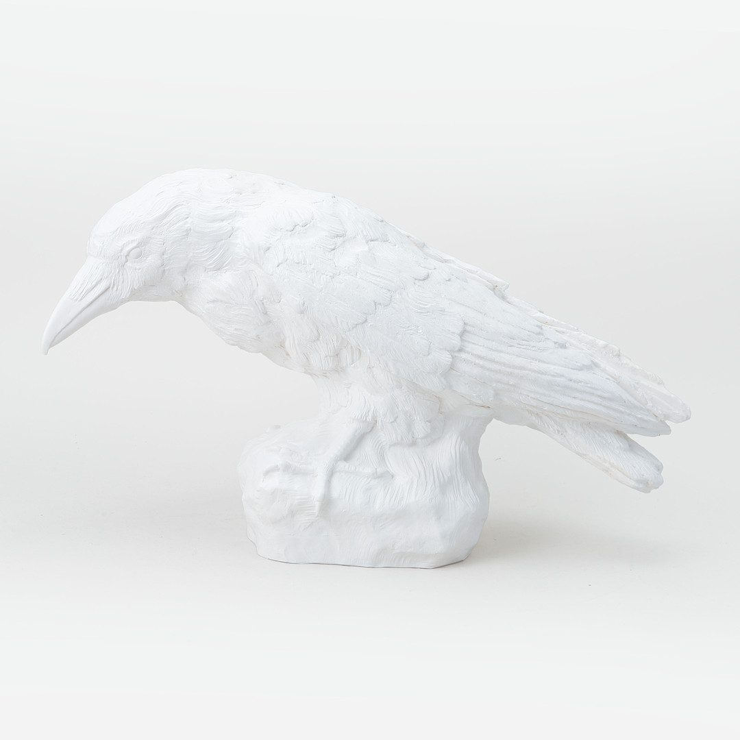 OTTMAR HÖRL. Skulptur, "Raven Head down", vit plast, signerad i gjutningen.