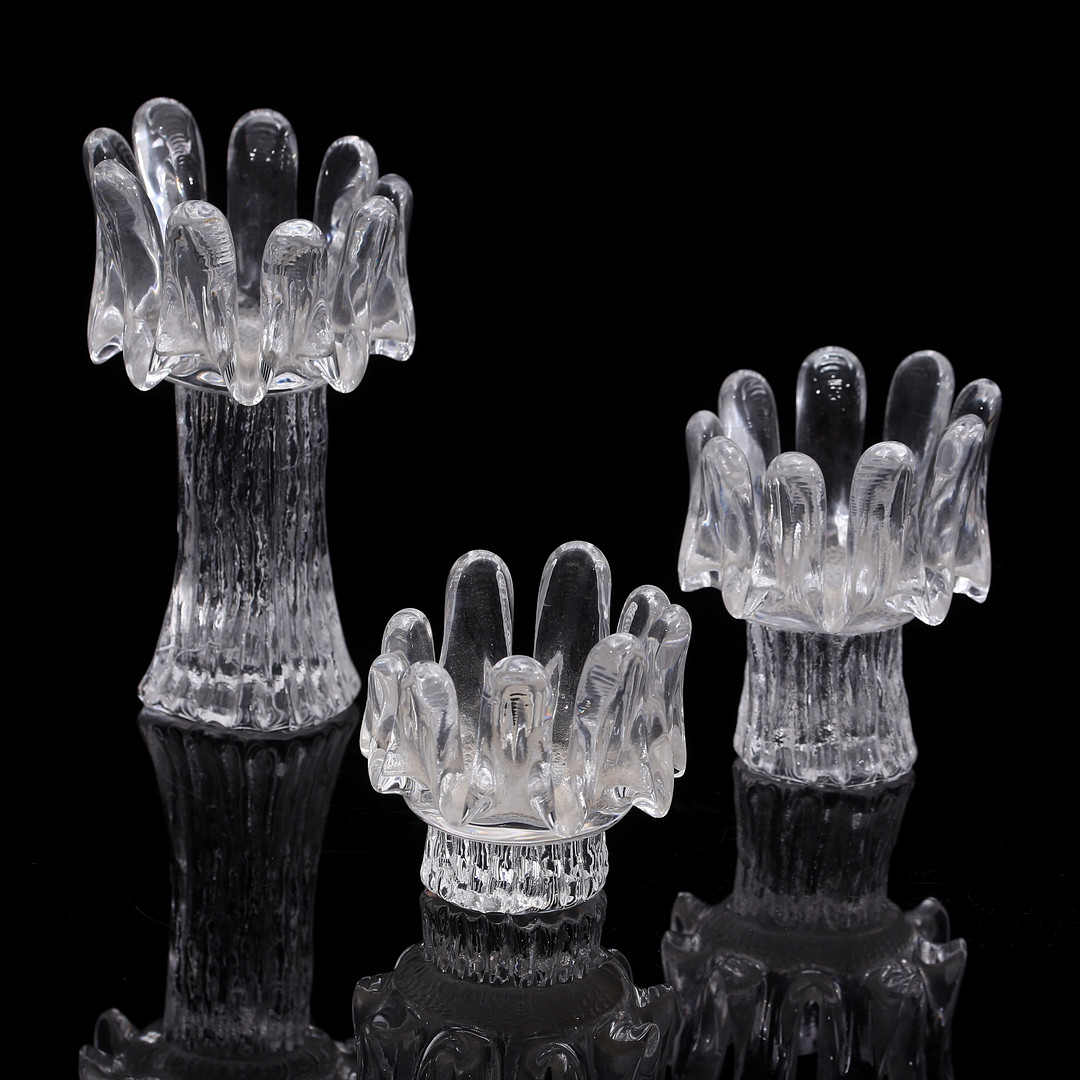 GÖRAN WÄRFF. Ljuslyktor, 3 st, glas, "Sunflower", Kosta Boda.