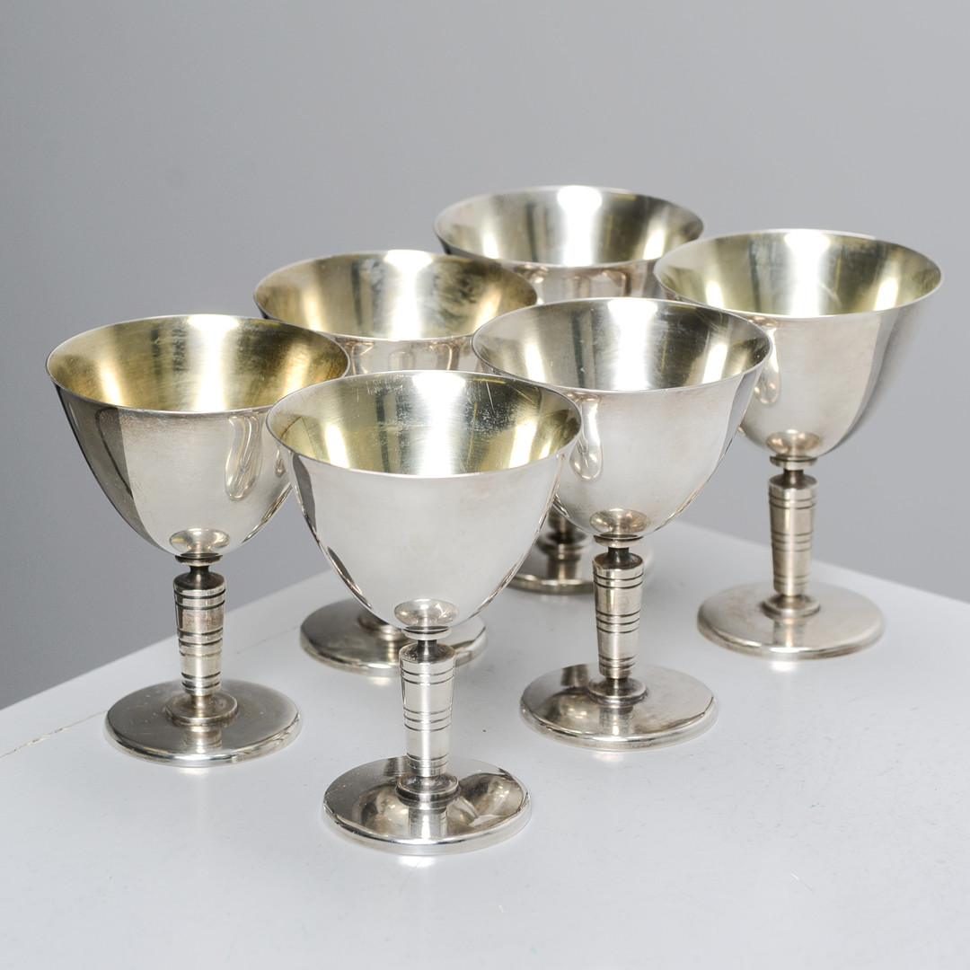 FOLKE ARSTRÖM. Cocktailglas, 6 st, nysilver, GAB.