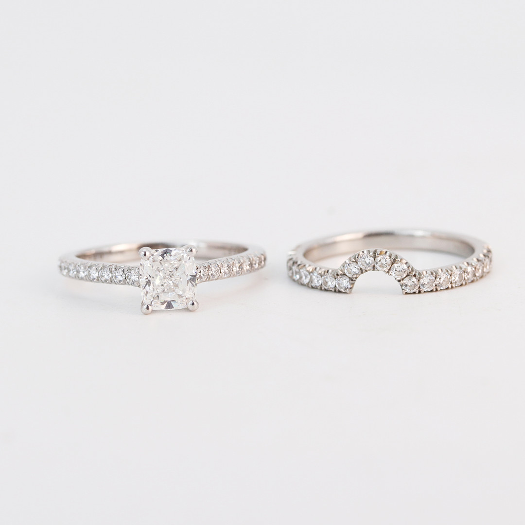 PLATINUM TIFFANY DIAMOND RING AND CAMPANION.