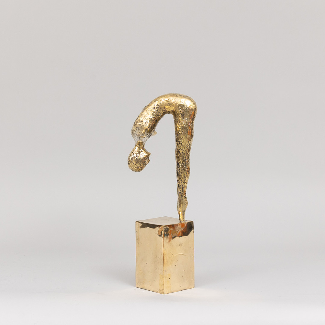 SKULPTUR, Simhoppare, guldpatinerad brons, Art People Gallery, Sweden, stämplad A P G.