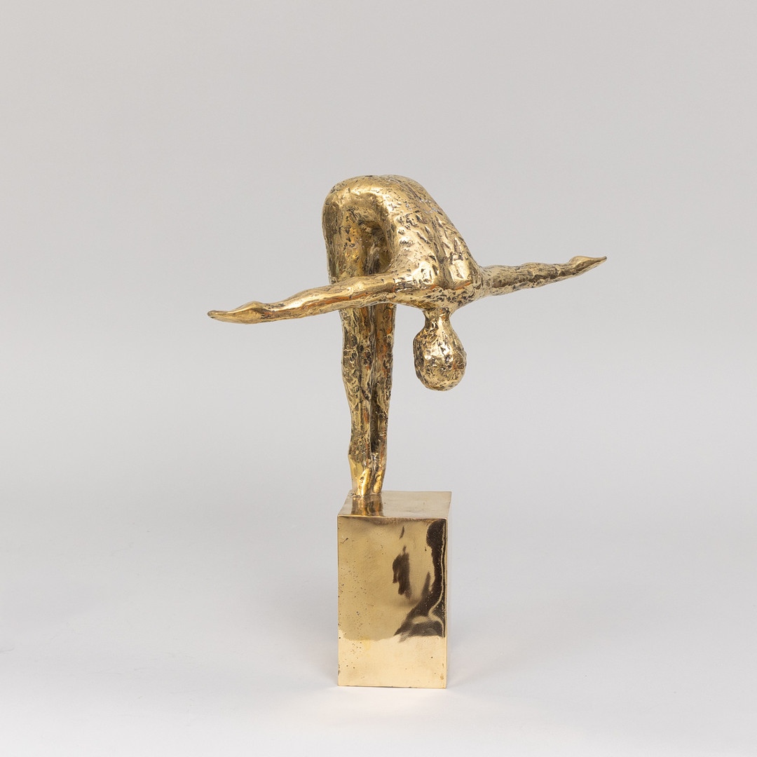 SKULPTUR, Simhoppare, guldpatinerad brons, Art People Gallery, Sweden, stämplad A P G.