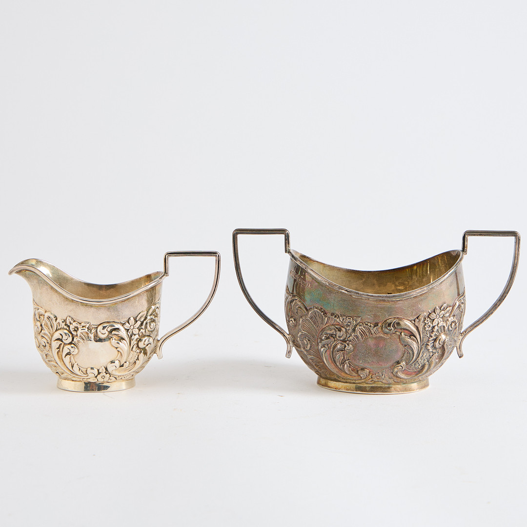 SOCKERSKÅL OCH GRÄDDKANA, silver, Birmingham, 1924.