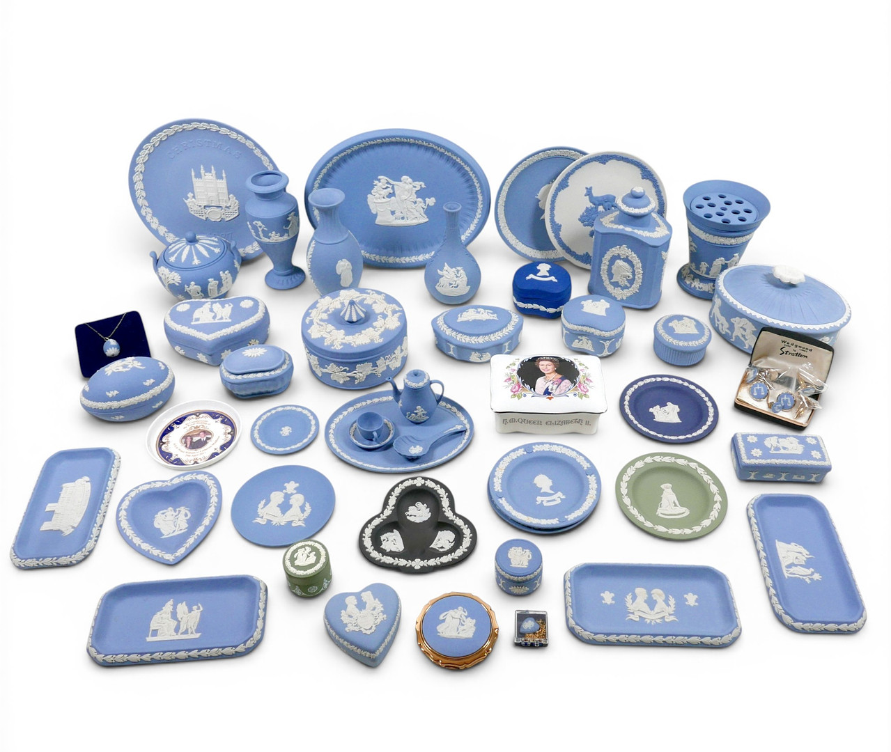 A COLLECTION OF WEDGWOOD JASPER WARE.
