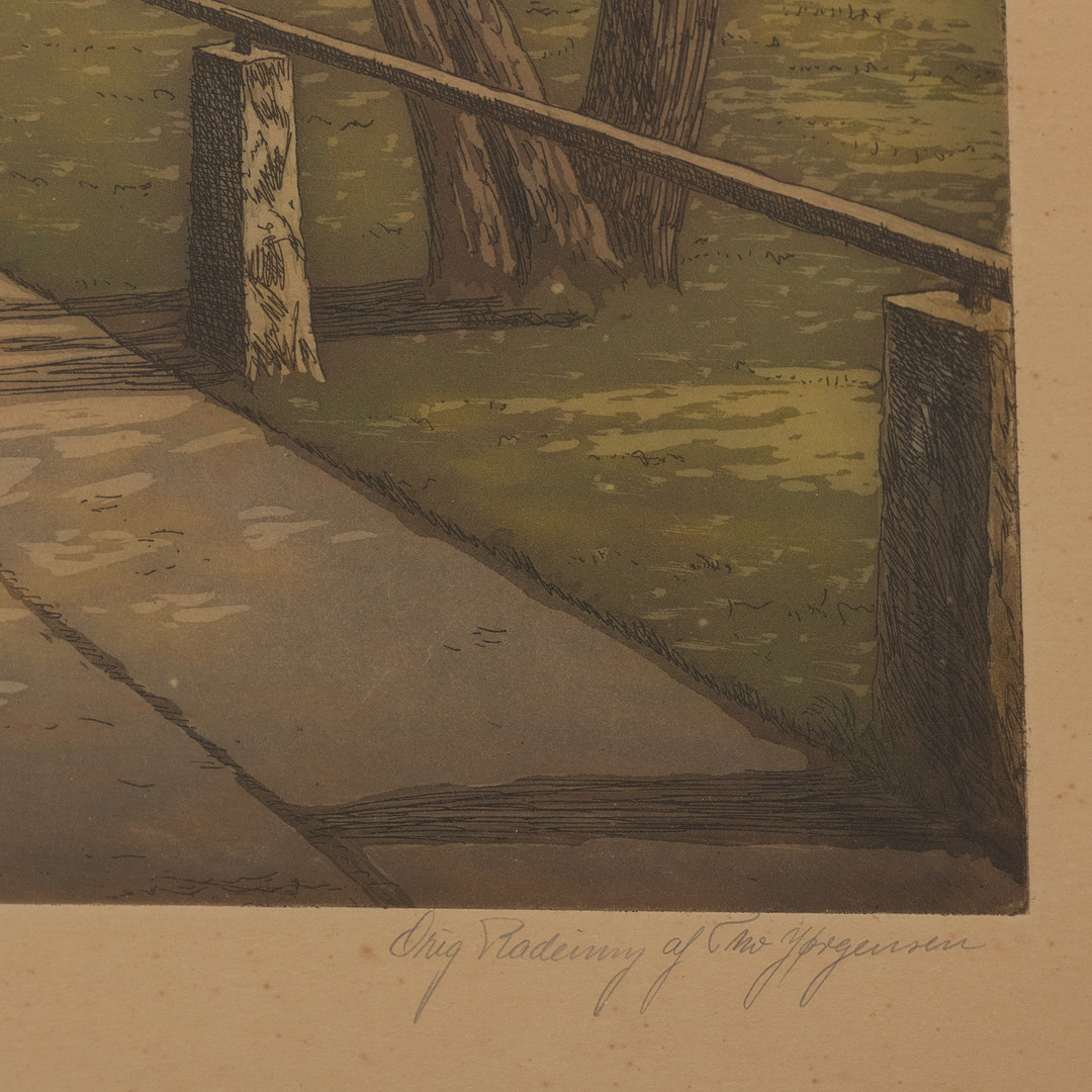 THORVALD JØRGENSEN (DANMARK 1867-1946). Den Gamle By i Århus, färgetsning, signerad.