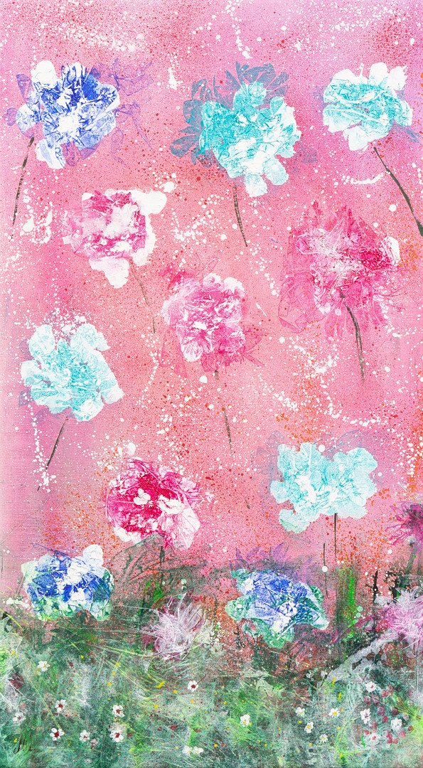 MARGARETA LINDGREN. Blommor, akryl på duk, signerad.