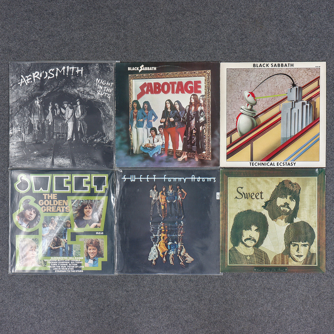 6 LP-SKIVOR, BLACK SABBATH, SWEET, AEROSMITH, LYNYRD SKYNYRD.