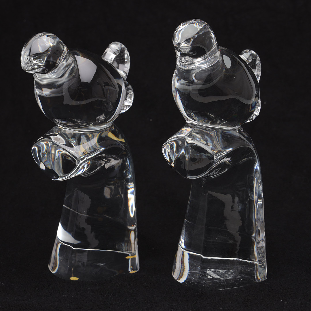 OLLE ALBERIUS. SKULPTURER, 1 par, fåglar, glas, Orrefors.