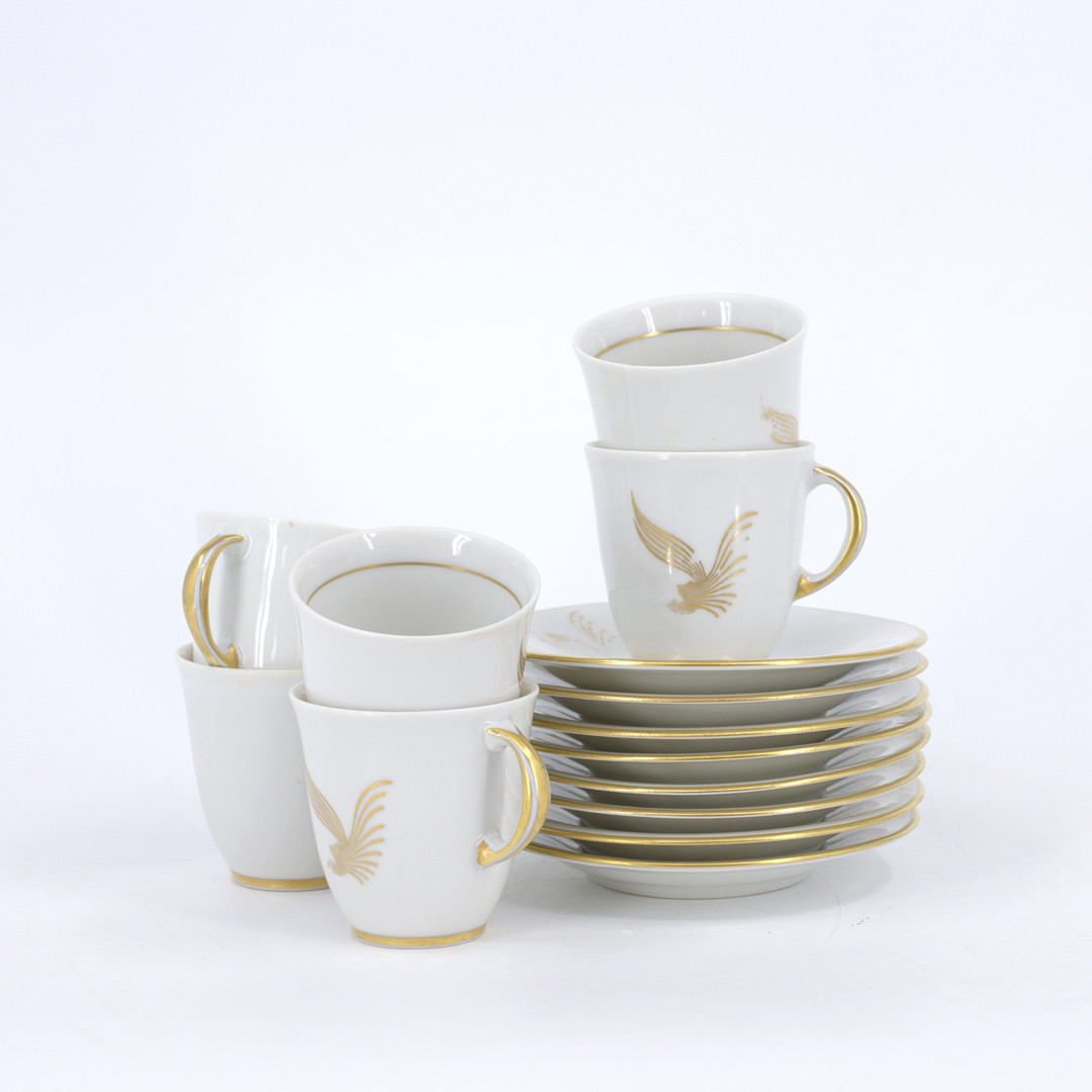 KAFFESERVIS, 14 delar, porslin, Pillivuyt et Cie, Frankrike.