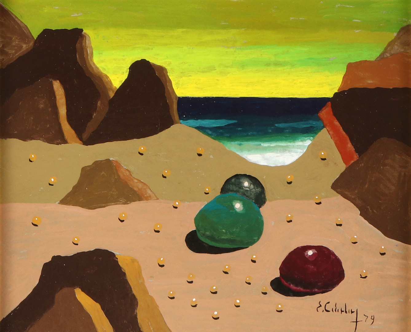 ERIC CEDERBERG. Tempera. Strandmotiv. Signerad och daterad 79.