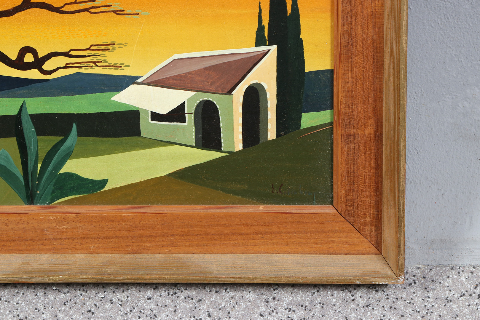 ERIC CEDERBERG. Tempera. Hus i landskap. Signerad.